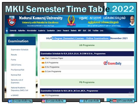 mku student portal exam timetable